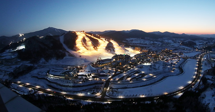 This file photo taken on Feb. 1, 2017, shows the Alpensia Sports Park in PyeongChang, Gangwon Province, where Winter Olympic venues like the Alpensia Biathlon Centre, the Alpensia Cross-Country Skiing Centre and the Alpensia Ski Jumping Centre are located.
